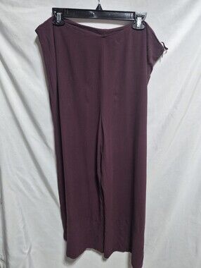 Eileen Fisher XL 100% Silk Wide Leg Pants Plum Purple Pull On